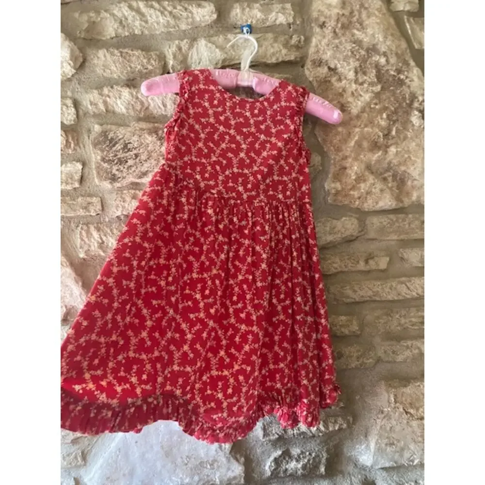 Vintage 90s Laura Ashley Girls Floral Red Dress - 6 Years